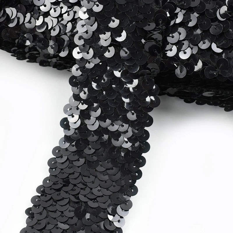 5/120Meters 45mm Sequins Stretch Lace Ribbons Laces Trim Elastic Band Dance Dress Clothes Decoration Ribbon Sewing Accessories