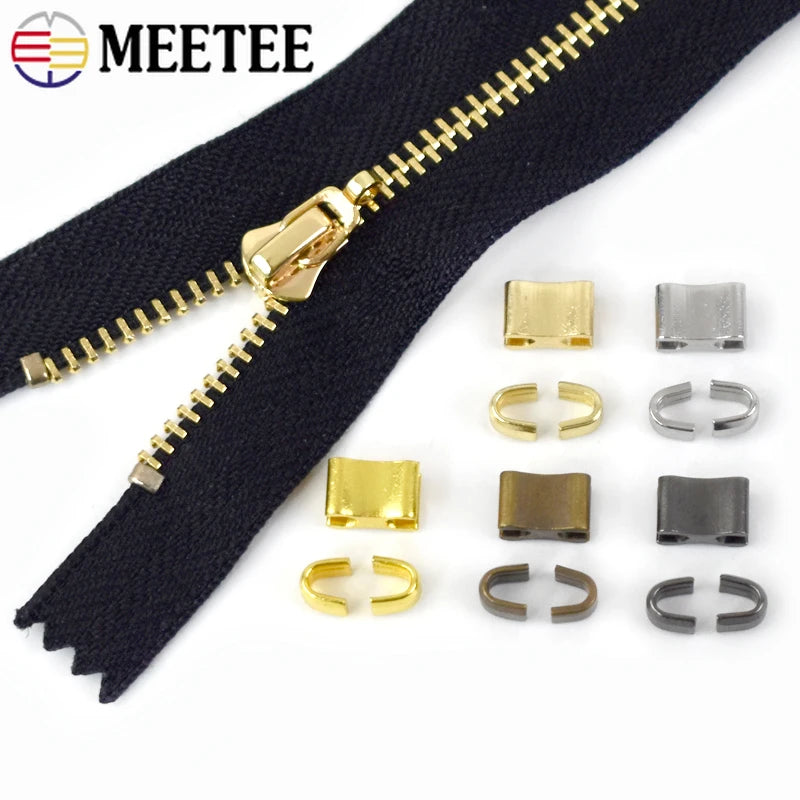 30/1000Sets Meetee U Zipper Stopper Non-slip For 3# 5# 8# Metal Zippers Repair Kit Replacement DIY Sewing Accessories Tailor Tools