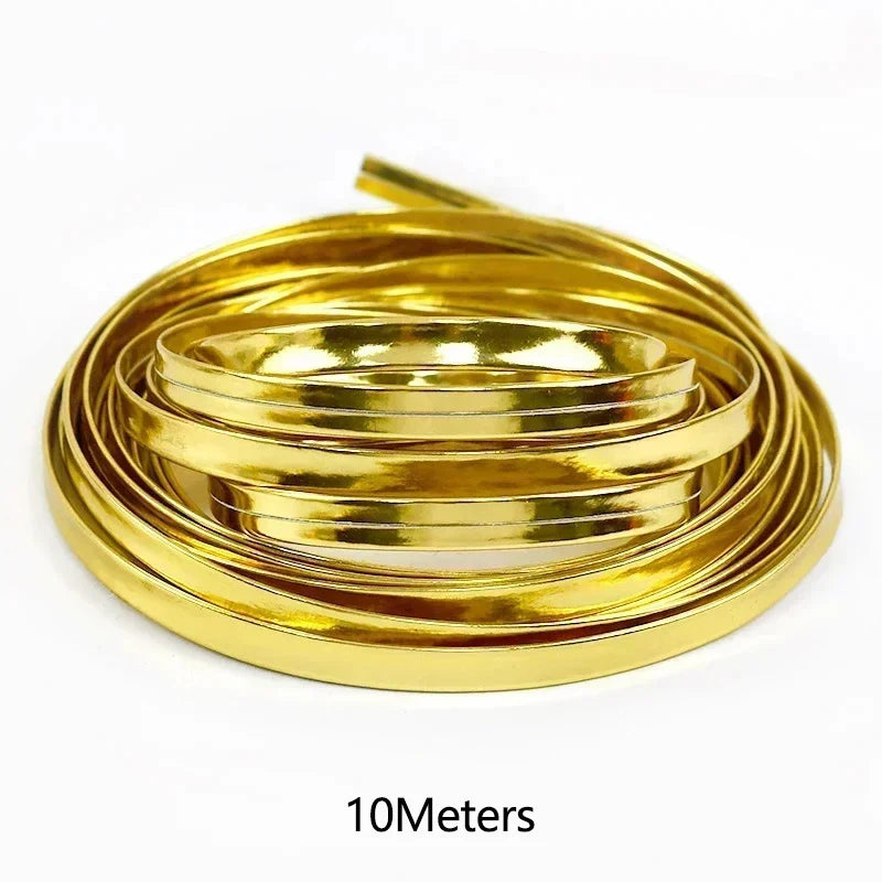 15/400Meters Meetee 5-15mm PU Leather Cord Gold Silver Color Mirror Ribbons Rope for Bracelet Jewelry DIY Craft Trims Accessories