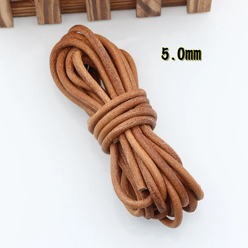 Meetee 3/100Meter 1.5/2/2.5/3/4/5mm Round Real Genuine Leather Cord Rope for Bracelet Necklace DIY Jewelry Cords Bags Craft Making