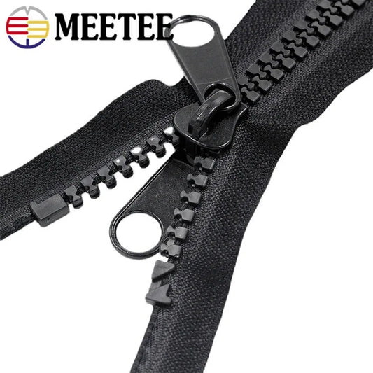 Meetee 2/80Pcs 60-400cm 10# Resin Zippers Open-end Single Double Sided Slider Zipper for Sleeping Bags Tent Long Zip Sewing Accessories