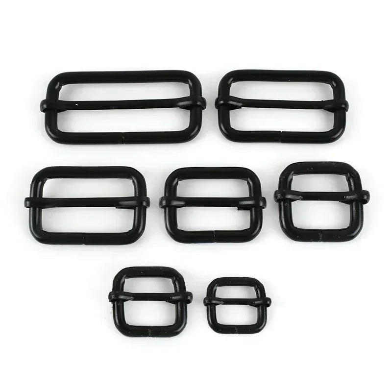 30/610Pcs 13-50mm Metal Pin Buckle Tri-Glide Slider Square Ring Buckles for Bag Strap Adjuster Webbing Belt Clasp DIY Accessories