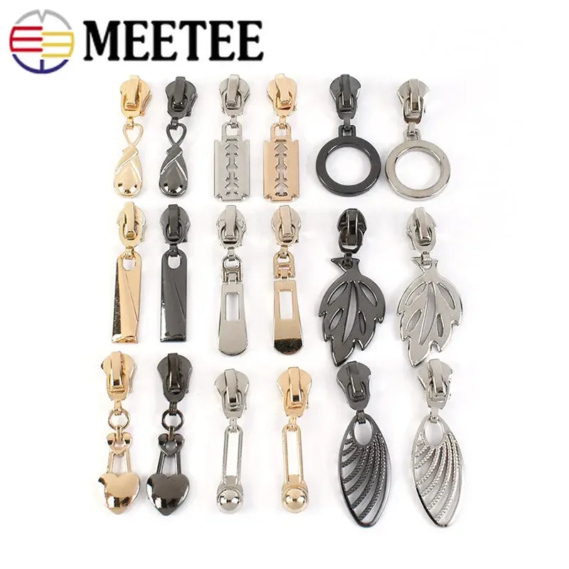 15/500Pcs 5# Zipper Sliders for Metal Nylon Resin Zips Tape Bag Clothes Decor Zip Head Puller Repair Kit DIY Sewing Accessories