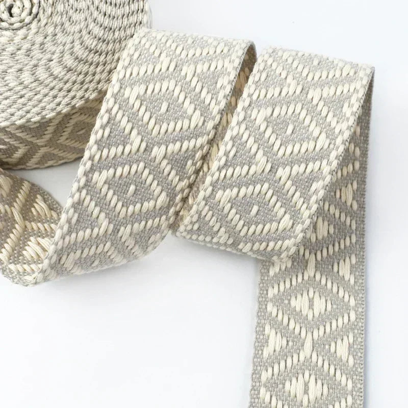 5/200Meters Meetee 38mm Colorful Jacquard Cotton Webbing Ribbon Canvas Straps Bag Shoulder Strap Clothing Band Sewing Accessorie