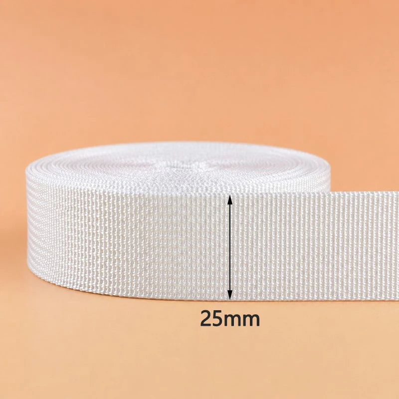 8/200Meters White Nylon Webbing 20-50mm Bag Shoulder Strap Tape Clothes Decorative Sewing Ribbon Bias Binding Accessories