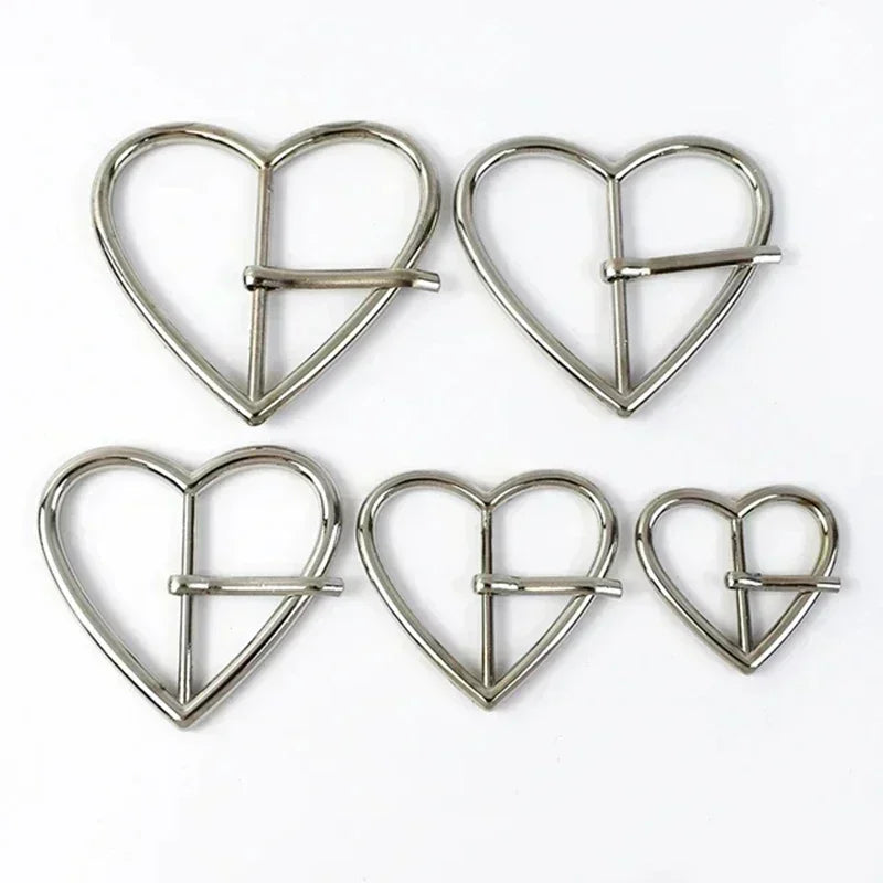 25/600Pcs 20-40mm Metal Buckles Clasp Heart Shape Adjust Roller Pin Buckle for Shoes Webbing Strap Bag Hanger Rings Accessories