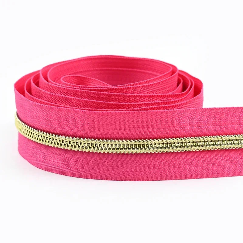 8/300M 5# Nylon Zippers Tapes Gold Silver Teeth Zipper for Sewing Bag Zips Purse Garment Zip Repair Kit DIY Accessories
