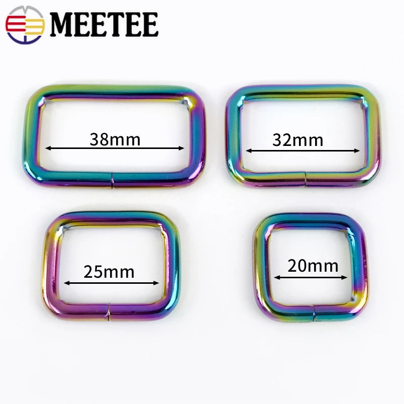 8/300Pcs 20/25/32/38mm Metal Buckles Rainbow D Rings for Bag Belt Strap Adjust Tri-Glides Sliders Buckle DIY Hardware Accessories