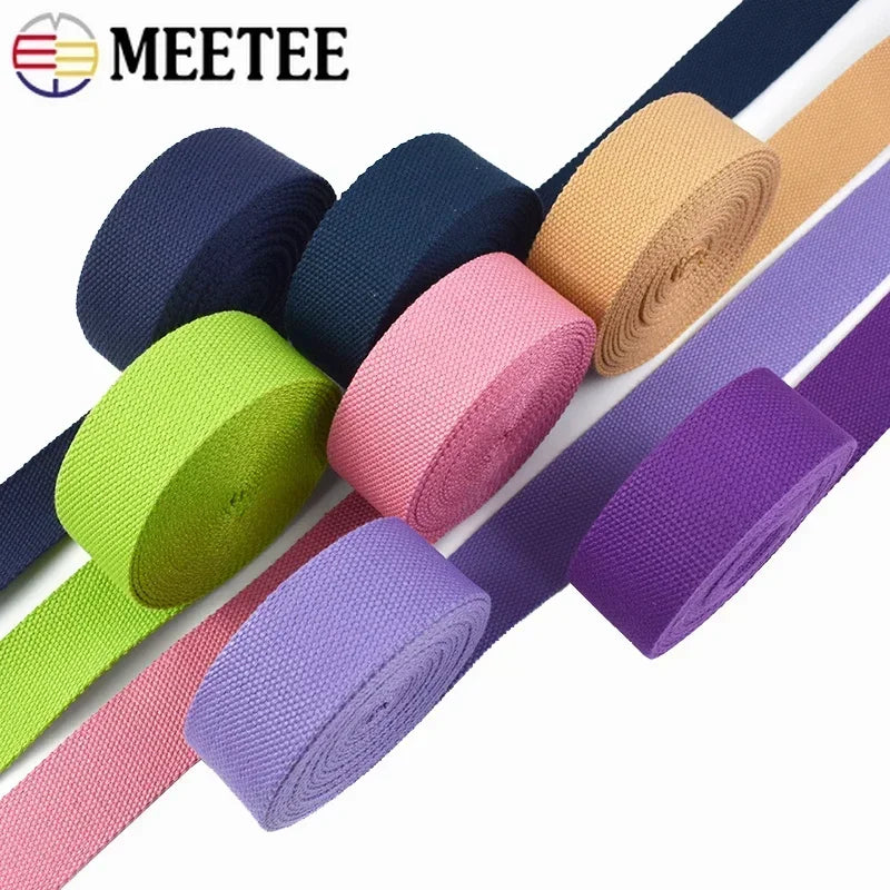 5/150Meters Meetee 38mm Canvas Webbings Ribbon 1.8mm Thick Cotton Webbing Strap Belt DIY Bag Garment Band Sewing Accessories