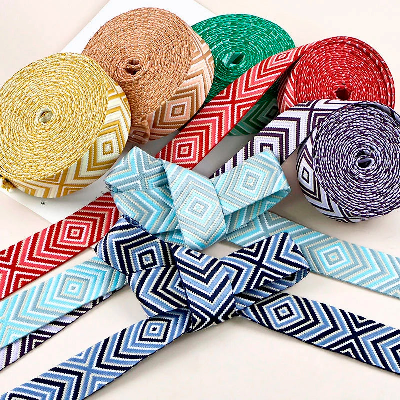 5/130Yards 38mm 2mm Thick Jacquard Webbing for Sewing Bag Canvas Ribbon Strap Backpack Decorative Lace Webbings Nylon Tapes