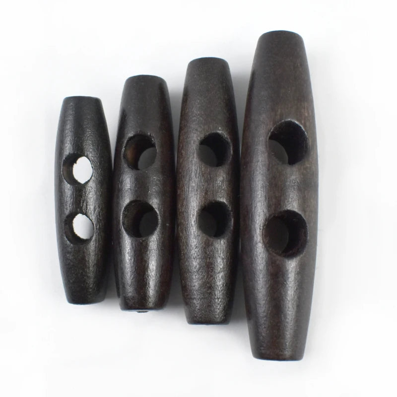 30/1000pcs Meetee Wooden Buttons 30-60mm 2 Holes Natural Wood Horn Toggle for Wool Sweater Coat Bags Garment Accessories C1-27
