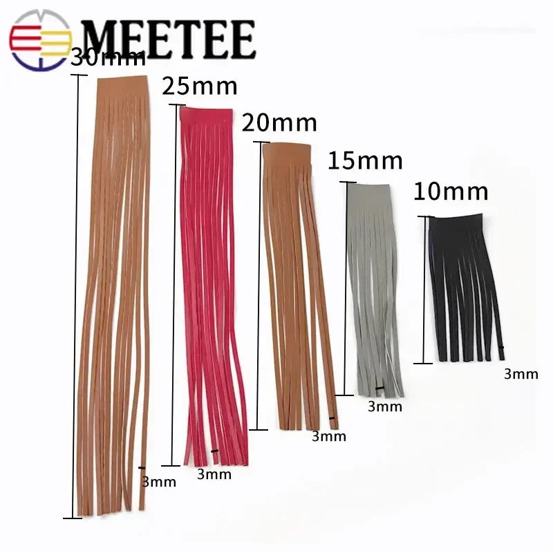 3/50Meters Meetee 10-30cmx3mm Leather Suede Tassel Fringe Lace Ribbon for Handbag Clothing Dresses Decor DIY Sewing Accessories
