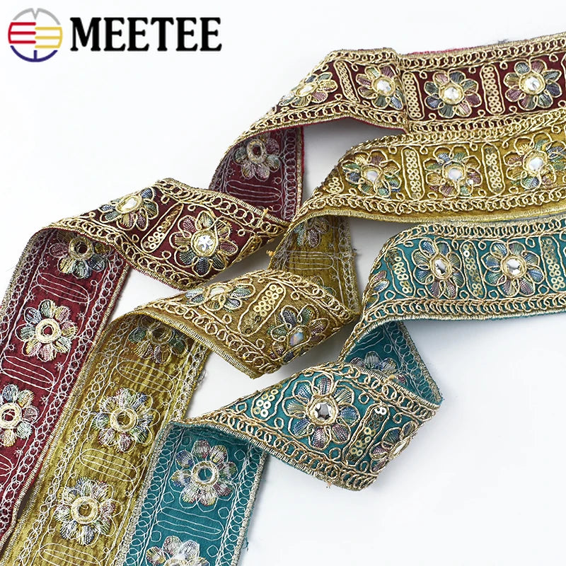 8/200Yards Embroidery Jacquard Lace Trim Sequin Trimming Cloths Decoration Ribbon Band Wedding Dress Decor DIY Sewing Accessories