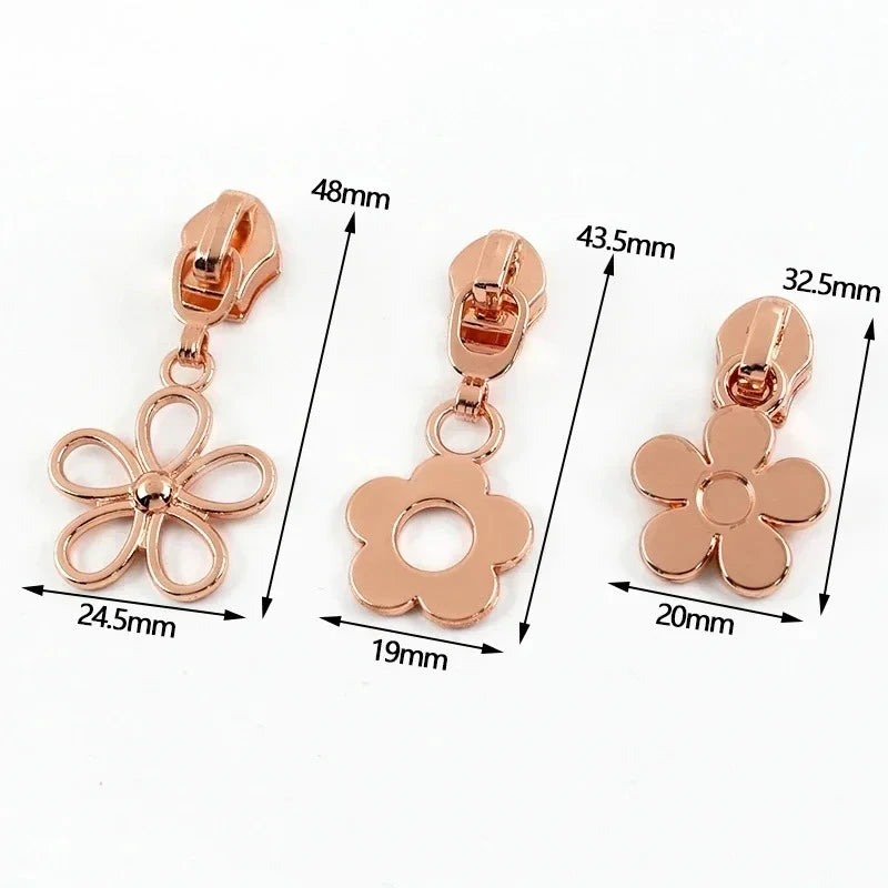 20/600Pcs 5# Nylon Zippers Sliders 10-50Pcs Flower Sewing Zipper Slider Garment Decoration Zip Puller Backpack Repair Closure Zips Head