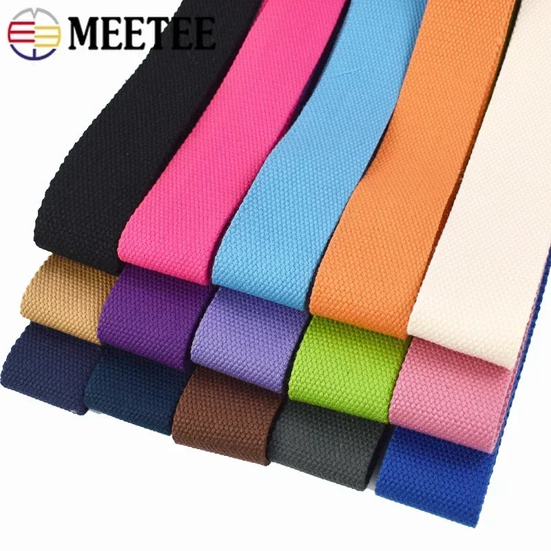5/150Meters Meetee 38mm Canvas Webbings Ribbon 1.8mm Thick Cotton Webbing Strap Belt DIY Bag Garment Band Sewing Accessories