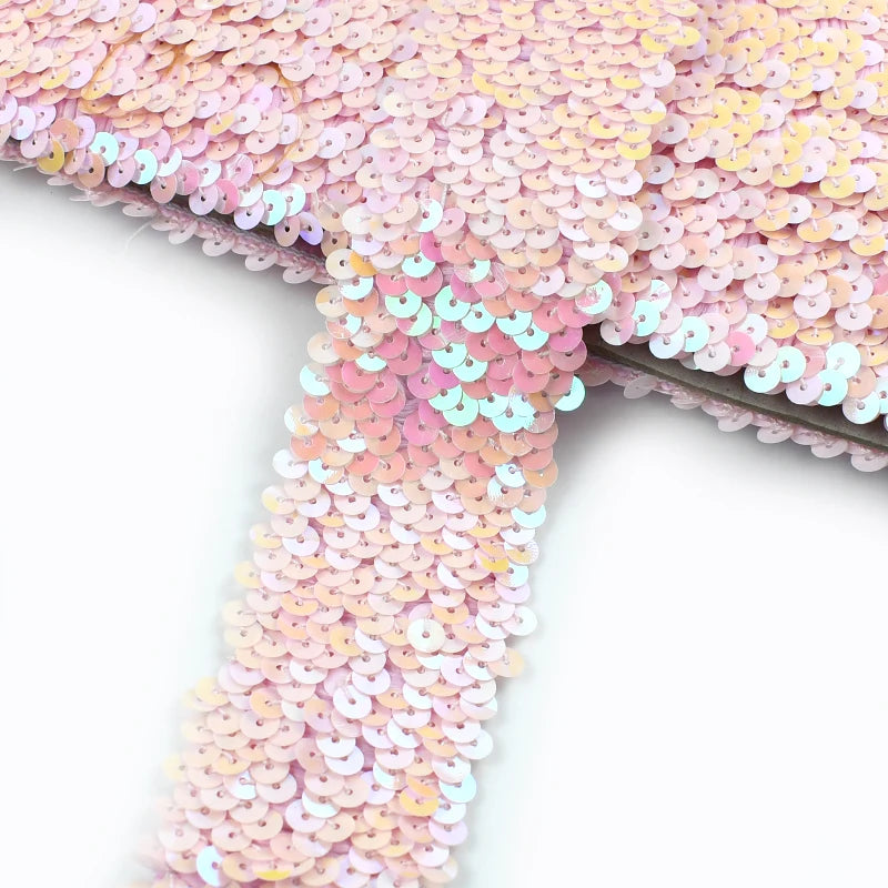 5/120Meters 45mm Sequins Stretch Lace Ribbons Laces Trim Elastic Band Dance Dress Clothes Decoration Ribbon Sewing Accessories