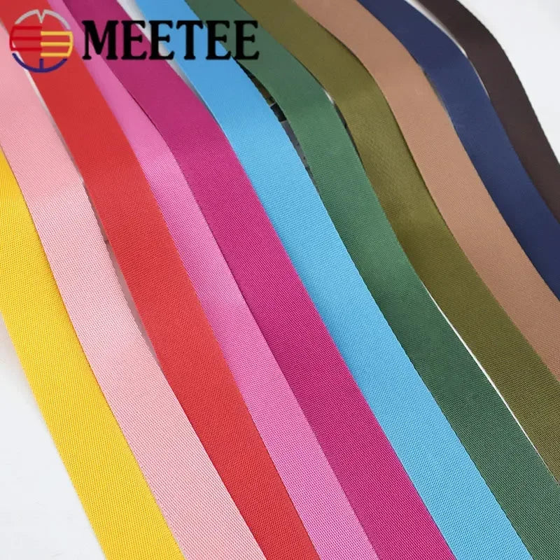 8/200Meters Colorful Nylon Webbing Strap 20-50mm Decor Ribbon Backpack Safety Belt Bias Binding Tape DIY Clothes Sewing Accessories