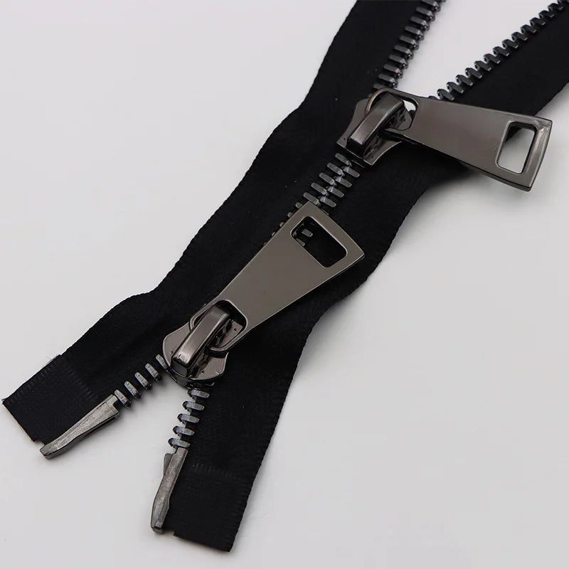 Meetee 1/20pcs 80/100/120cm 8# Double Sliders Zipper Metal Open-End Zips for Down Jacket Coat Repair Parts Zippers DIY Sewing Zip