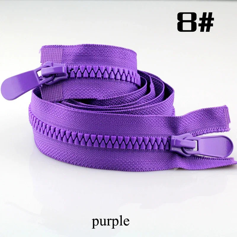2/70Pcs Meetee 120cm 8# Resin Zippers Open End Double Slider Head Zip for Down Jacket Outdoor Backpack Tent Bag DIY Sewing Accessories