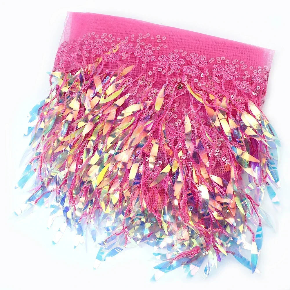 3/100Yards Sequin Tassel Mesh Tassels Fringe Decor Lace Trim Fabric for Wedding Clothes Curtain Fringes Trimmings DIY Accessories