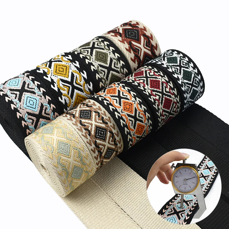 3/100Meters Meetee 38/50mm Jacquard Webbing Tape Bag Ribbon Strap Garment Sewing Decoration Ribbons Tapes Home Textile Accessory