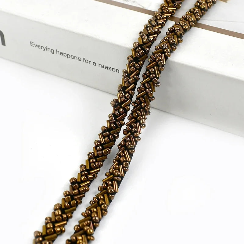 3/100Yards 7mm Beaded Laces Trim Pearl Lace Ribbon Applique Trimming Fringe Garment Dress Decor Tape Sewing Fabric Accessories