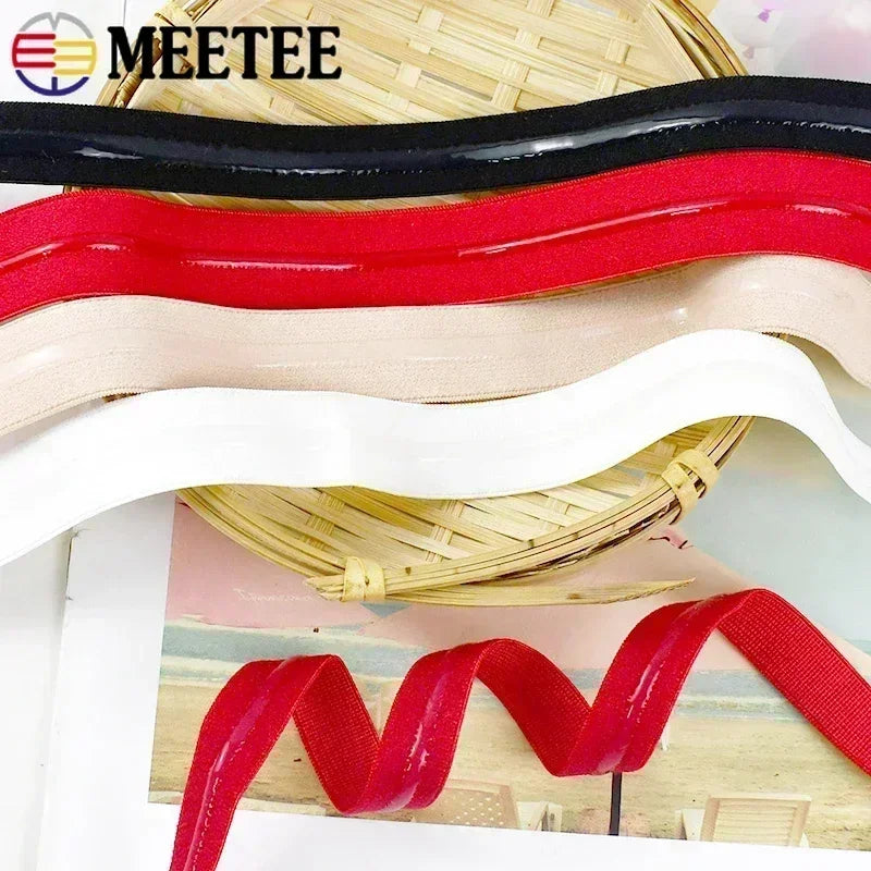 15/500M 8-25mm Silicone Elastic Bands for bra Underwear adhesive Rubber Band Garment Clothes Webbing Ribbon Sewing Accessory