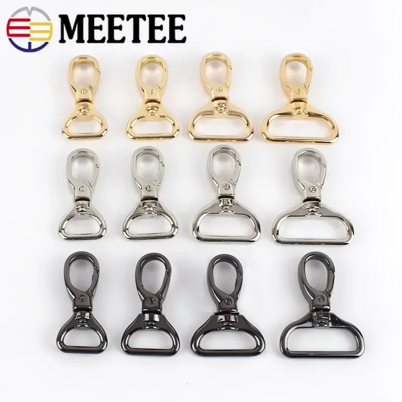 Meetee 10/360pcs 15/20/26/32mm Luggage Hardware Accessory Metal Snap Buckle Bag Strap Swivel Clasp Lobster Hook DIY Keychain Clip