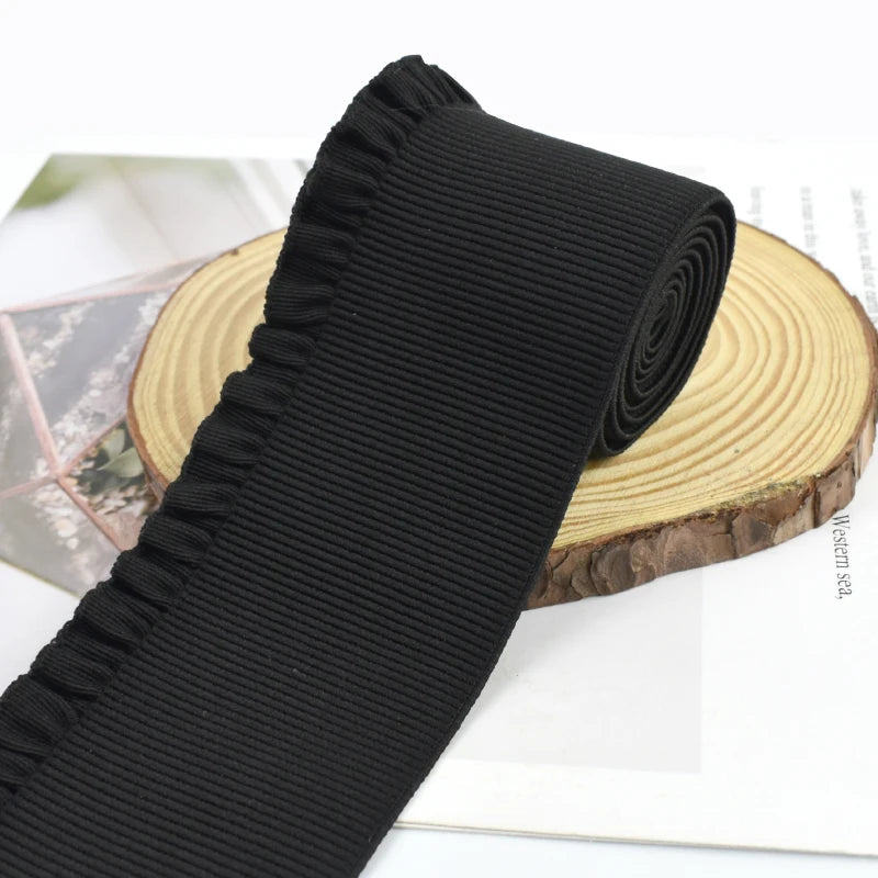 5/150Yards 60mm Pleated Lace Elastic Band Dress Waistband Stretch Webbing Tape Pants Decor Rubber Bands Clothes Sew Accessories