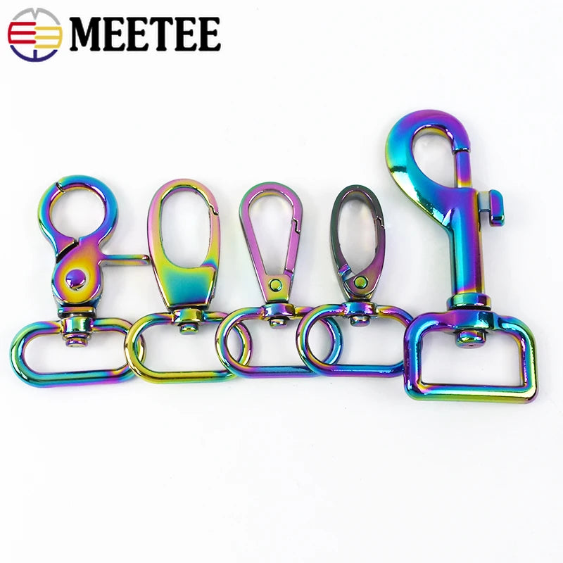 8/250Pcs Rainbow Metal Buckle Lobster Swivel Clasp Snap Hook for Bags Strap Carabiner Clips Keychain DIY Hardware Accessories