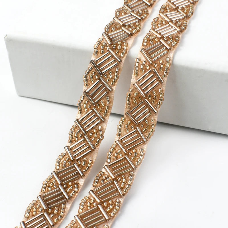 2/60Yards 15mm Beaded Lace Trim Clothes Dress Ribbon Tape Headware Fringe Webbing Handmade Decoration Band DIY Sewing Accessories