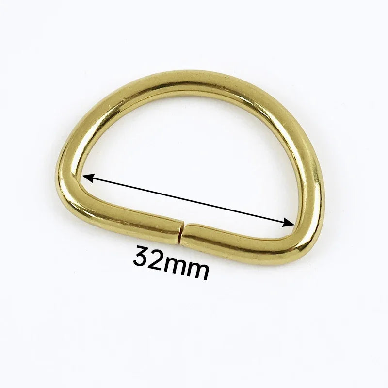25/800Pcs 10-38mm Solid Brass Non Welded D Rings Square Bag Buckle Handbag Strap Clasp Webbing Dog Leash Adjuster Loops Hardware