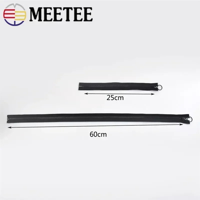 15/500pcs Meetee 3# Resin Zippers Closed 25cm Open-end 60cm Ring Puller Zipper for Bags Wallet Purse Garment Sewing Accessories