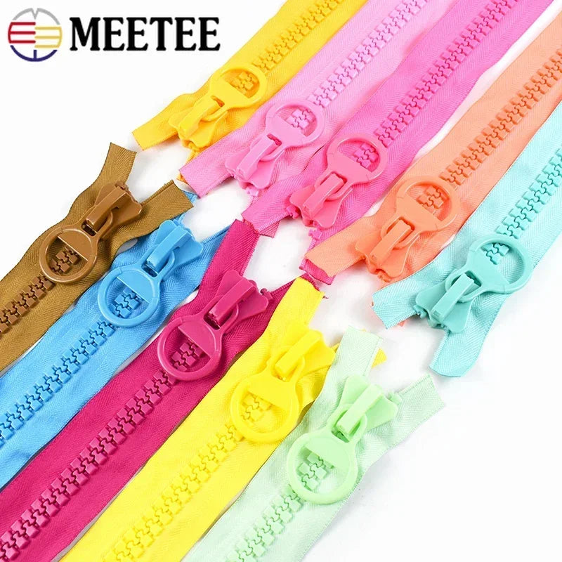 5/120Pcs Meetee 25cm 20# Extra Large Resin Zipper No Endless Lock Pocket Zippers for Wallet Pencil Bags Zip Sewing DIY Accessories