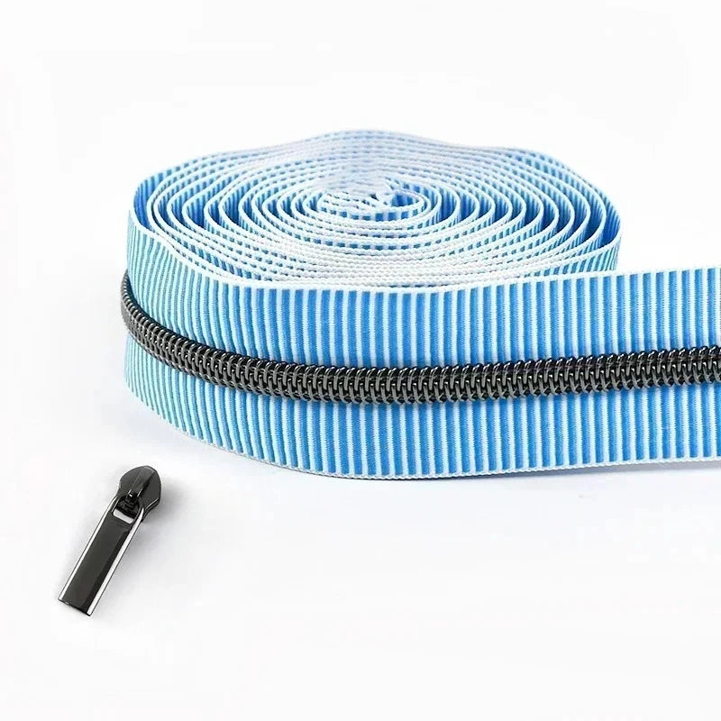 5/20Meters Meetee 5# Striped Nylon Zippers Tape for Sewing Bag Continuous Roll Coil Zip By the Meter DIY Garment Accessories