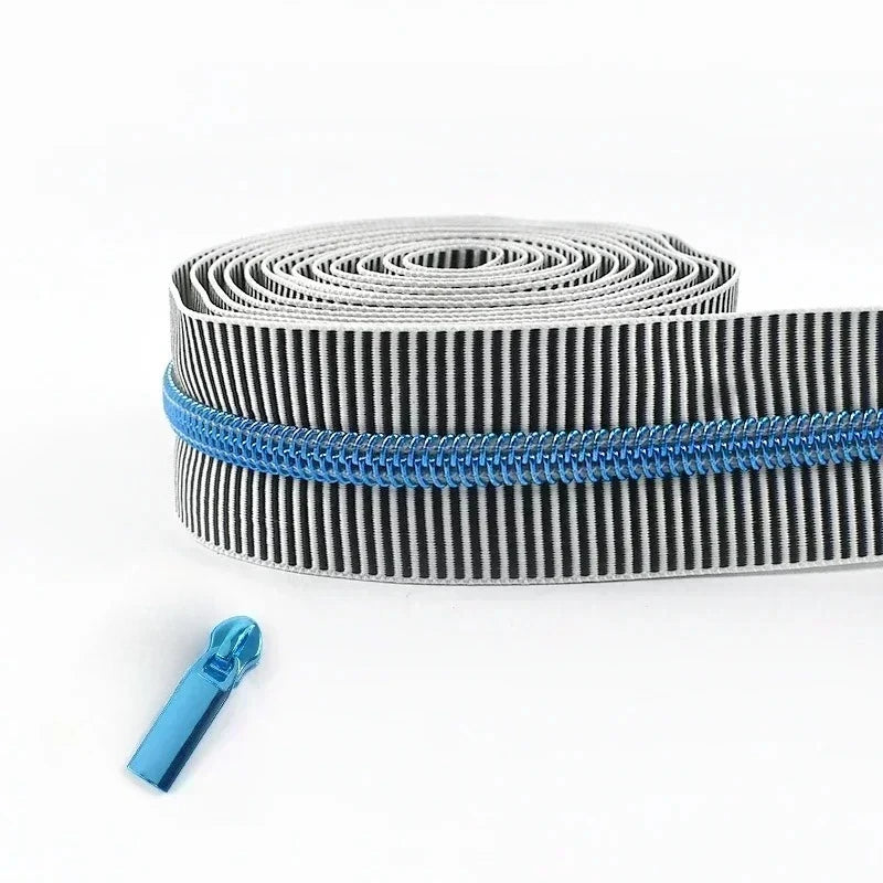 5/20Meters Meetee 5# Striped Nylon Zippers Tape for Sewing Bag Continuous Roll Coil Zip By the Meter DIY Garment Accessories