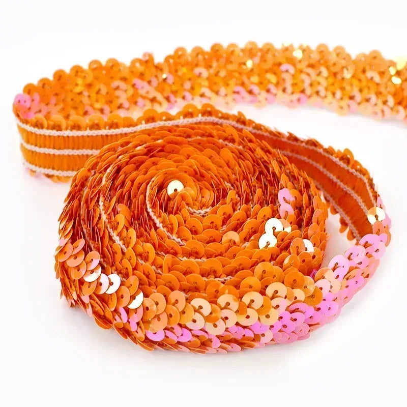 5/150M 30mm Sequins Lace Trim Stretch Ribbon Strap Laces Fabric for Craft Wedding Dress Clothes Elastic Band Sewing Accessories