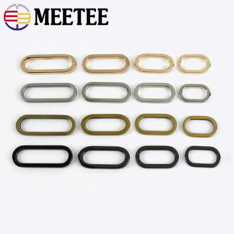 15/400Pcs Meetee 19/25/32/38mm Metal O Ring Buckle Adjustable Bag Handbag Strap Webbing Rings Hook DIY Luggage Hardware Accessory