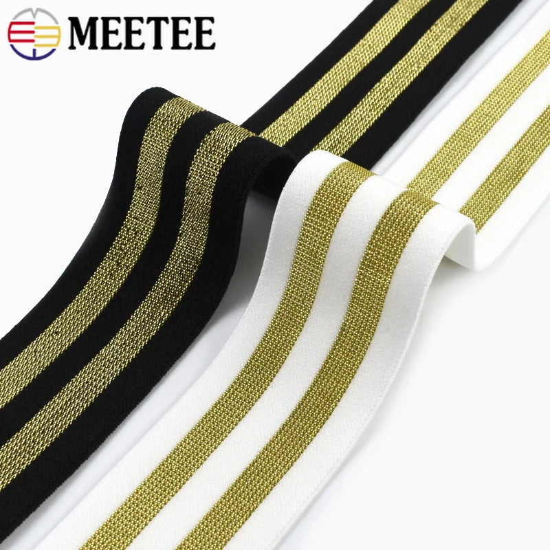 5/200Meters 40/50mm Striped Elastic Bands 1.6mm Thick Pants Waistband Rubber Band Bra Strap DIY Skirt Belt Sewing Accessories