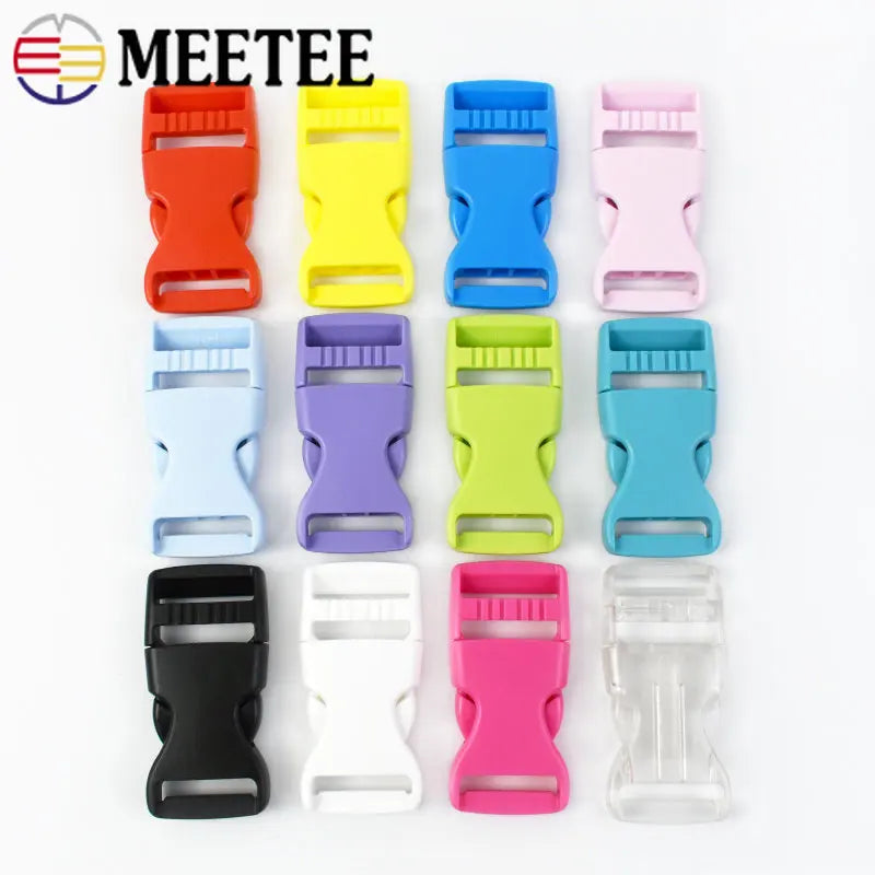 30/600Pcs Meetee 15-38mm Plastic Release Buckles Backpack Strap Hook Clip Safety Pet Collar Outdoor Luggage Webbing Accessories