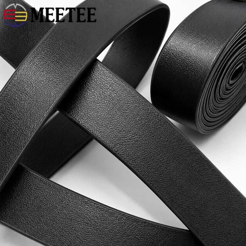 20/50Meters 5-30mm Black PU Leather Ribbon Soft Flat Cord for Handbag Straps Jewelry Necklaces Sewing Decor Craft Webbing Supplies