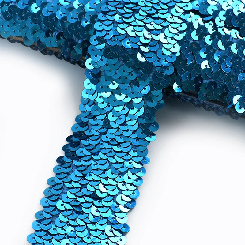 5/120Meters 45mm Sequins Stretch Lace Ribbons Laces Trim Elastic Band Dance Dress Clothes Decoration Ribbon Sewing Accessories