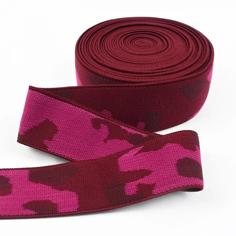 5/150Meters 38mm Camouflage Jacquard Nylon Elastic Bands for Pants Belt Rubber Band 1.4mm Thick Stretch Webbing Sewing Supplies