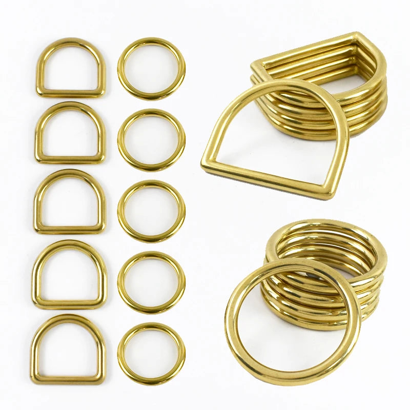 Meetee 10/300Pcs 12-45mm Brass Bag Buckles Bags Hanger O D Ring Hook Side Carabiner Rings for Dog Coller Hardware Buckle Supplies