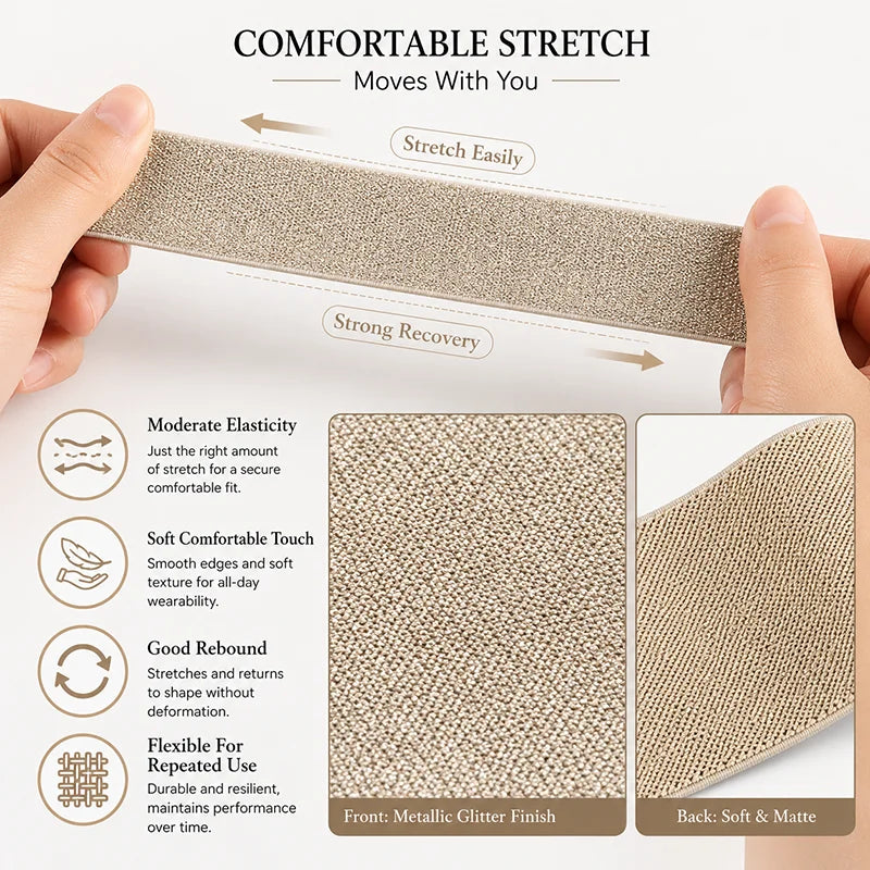 8/300M 25/30/40/50mm Nylon Elastic Bands for Sewing Rubber Band Colored Glitter Nylon Elasticity Webbing Decoration Spandex Belt
