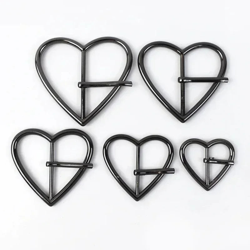 25/600Pcs 20-40mm Metal Buckles Clasp Heart Shape Adjust Roller Pin Buckle for Shoes Webbing Strap Bag Hanger Rings Accessories