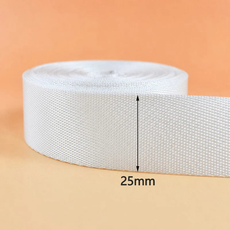 8/200Meters White Nylon Webbing 20-50mm Bag Shoulder Strap Tape Clothes Decorative Sewing Ribbon Bias Binding Accessories