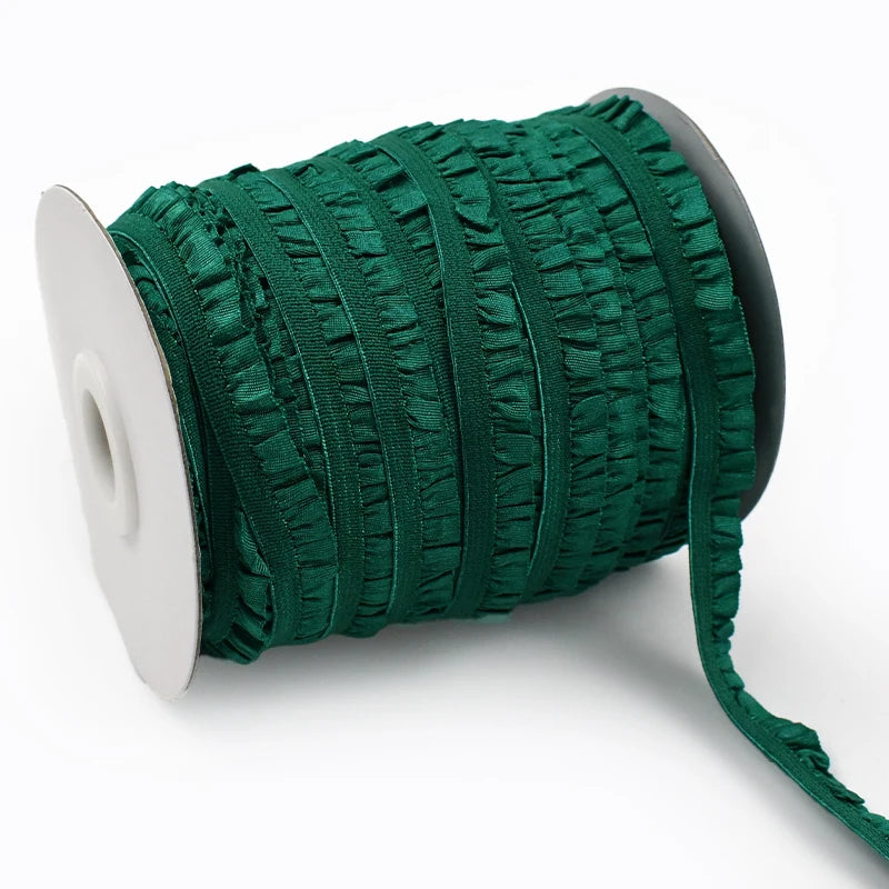 Meetee 20/600meters 10mm Ruffled Elastic Band Pleated Stretch Lace Trim Ribbon Baby Hairband Belt Shoes Tapes Sewing Accessory
