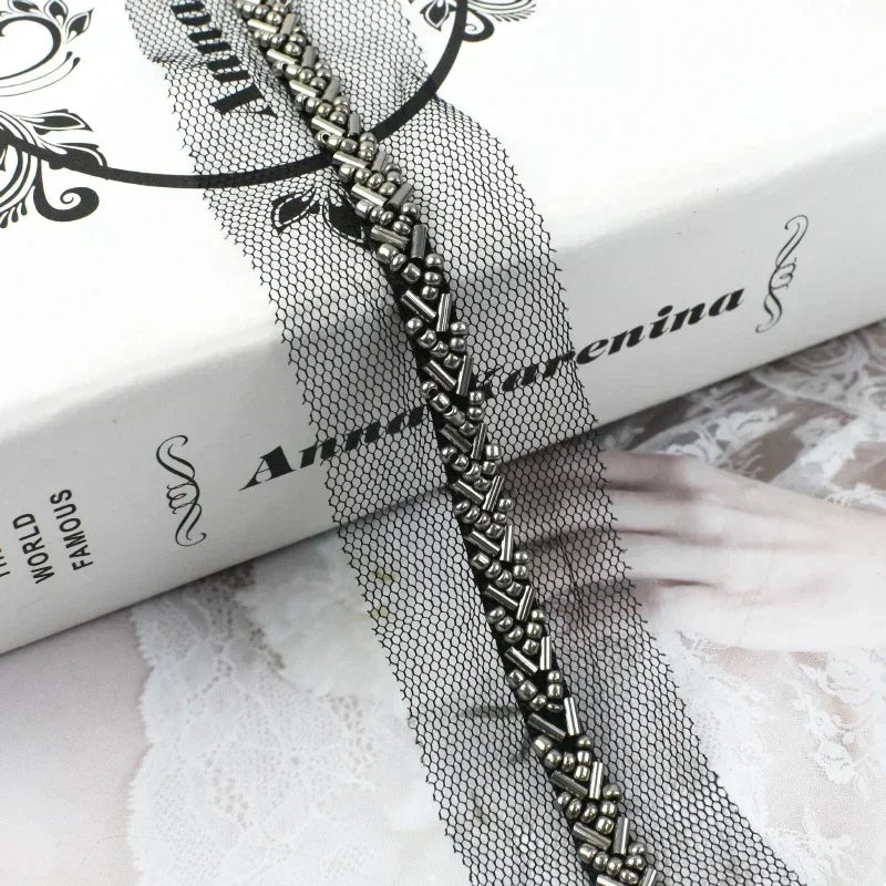 3/100Yards 7mm Beaded Laces Trim Pearl Lace Ribbon Applique Trimming Fringe Garment Dress Decor Tape Sewing Fabric Accessories
