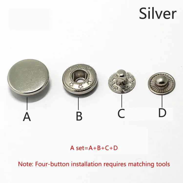 Meetee 30/500Sets 12/15/17mm Snap Fastener Press Stud Button for Clothing Snaps Buttons DIY Clothes Hand Sewing Accessories